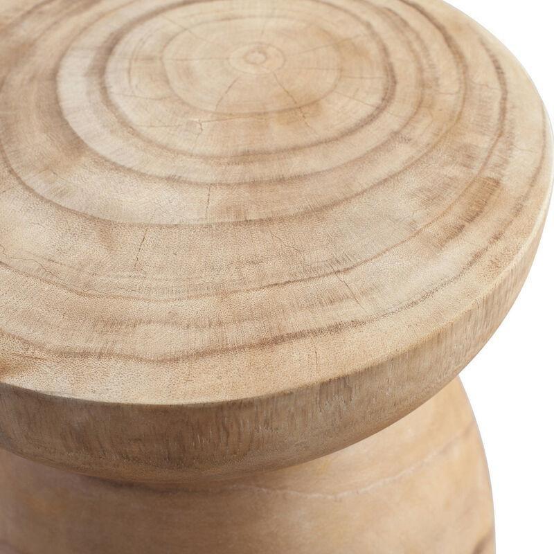 Bej Paulownia Ahşap Çok Amaçlı Ahşap Yan Sehpa-28x28x40 cm - 110533