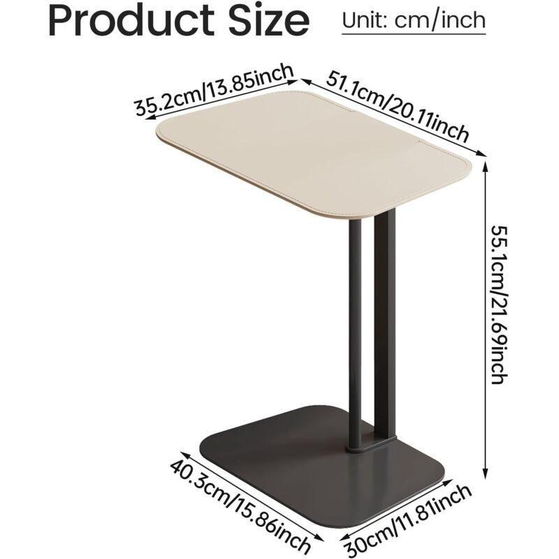 Bej Siyah Metal C Şekilli Metal Yan Sehpa-55x35x55 cm - 110858