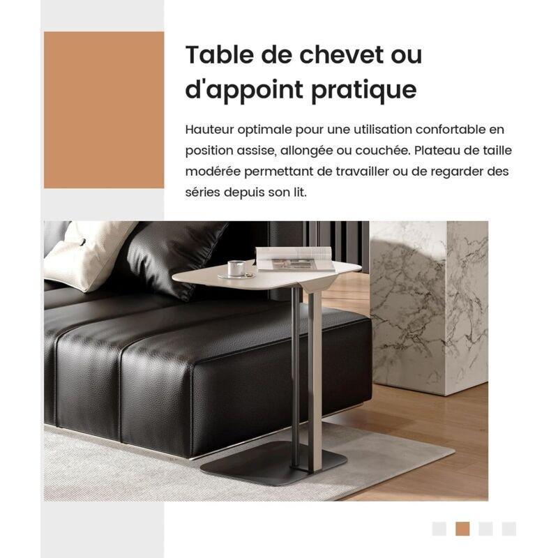 Bej Siyah Metal C Şekilli Metal Yan Sehpa-55x35x55 cm - 110858