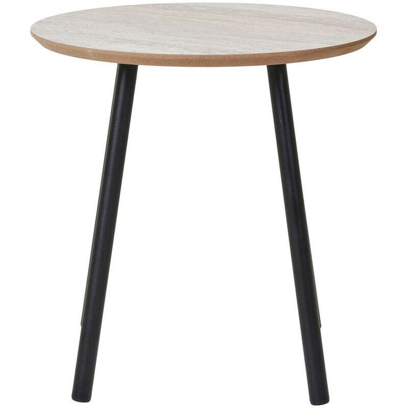 Bej Siyah Metal Traverten Efektli Iskandinav Yan Sehpa-40x40x40 cm - 112396
