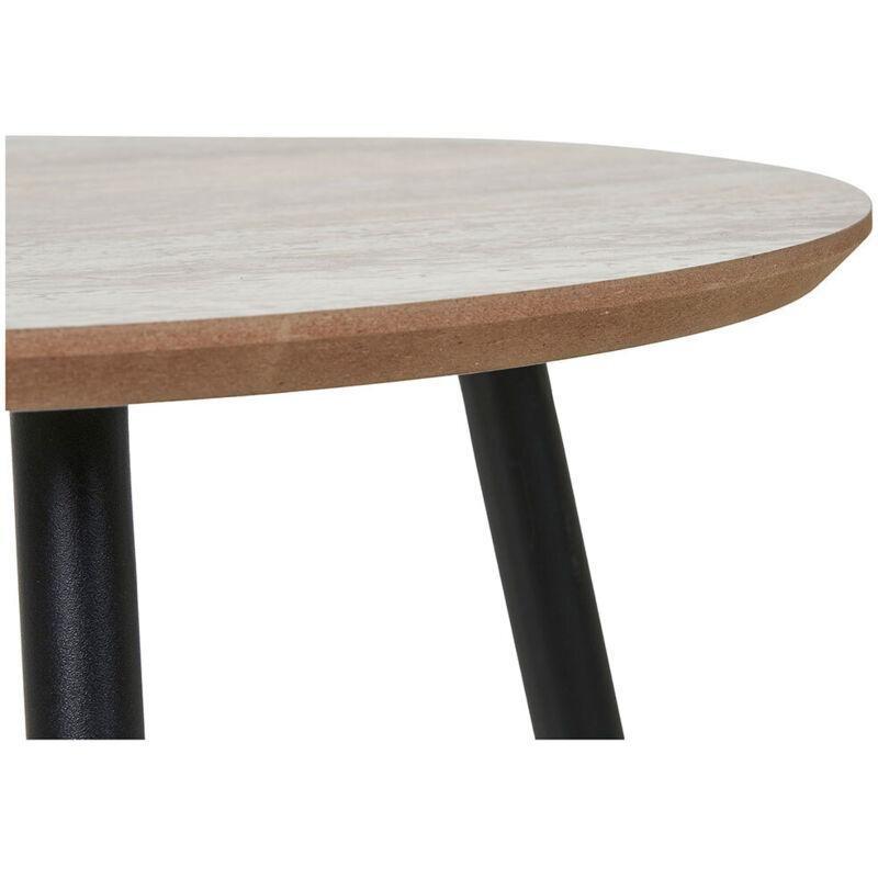 Bej Siyah Metal Traverten Efektli Iskandinav Yan Sehpa-40x40x40 cm - 112396