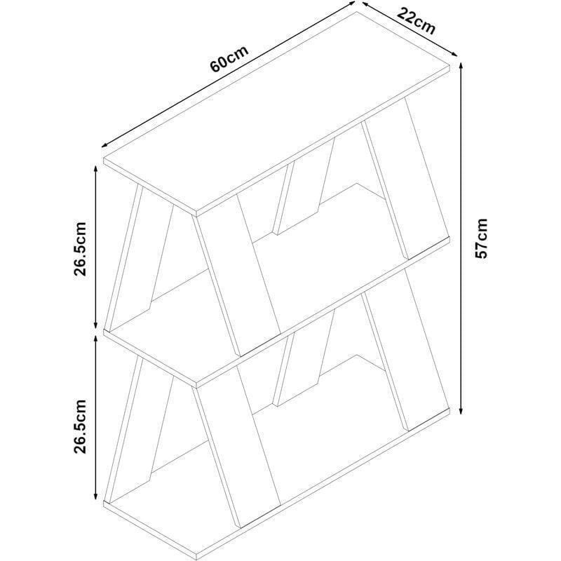 Bej Yonga Levha 2 Raflı Yan Sehpa-60x22x57 cm - 112356