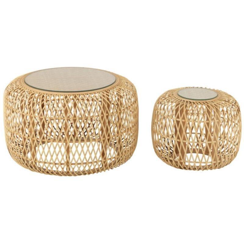 Bej Yuvarlak Cam Zigon Sehpa 80 cm - 106997