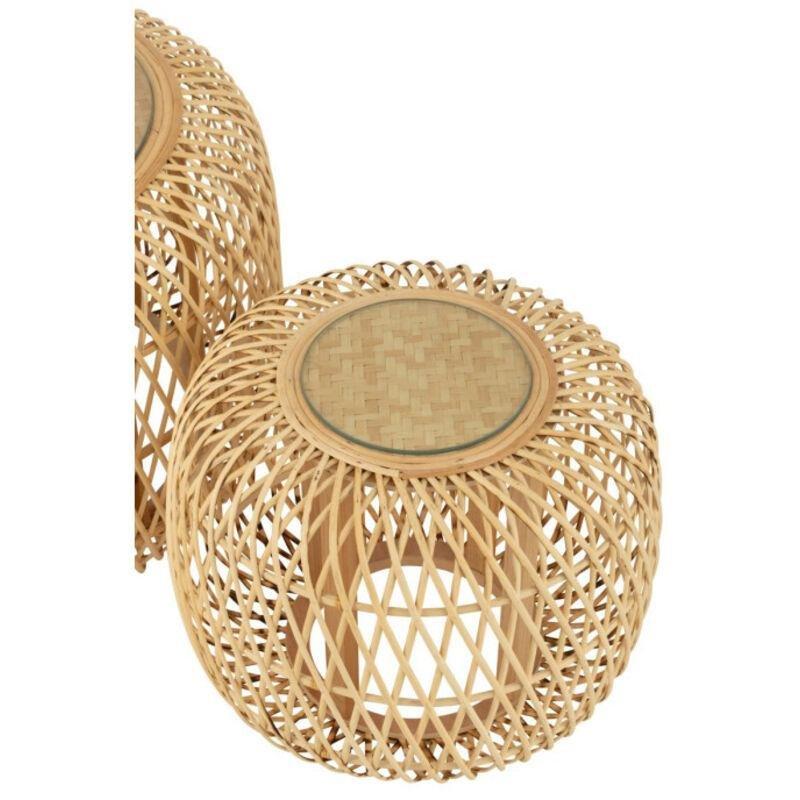 Bej Yuvarlak Cam Zigon Sehpa 80 cm - 106997