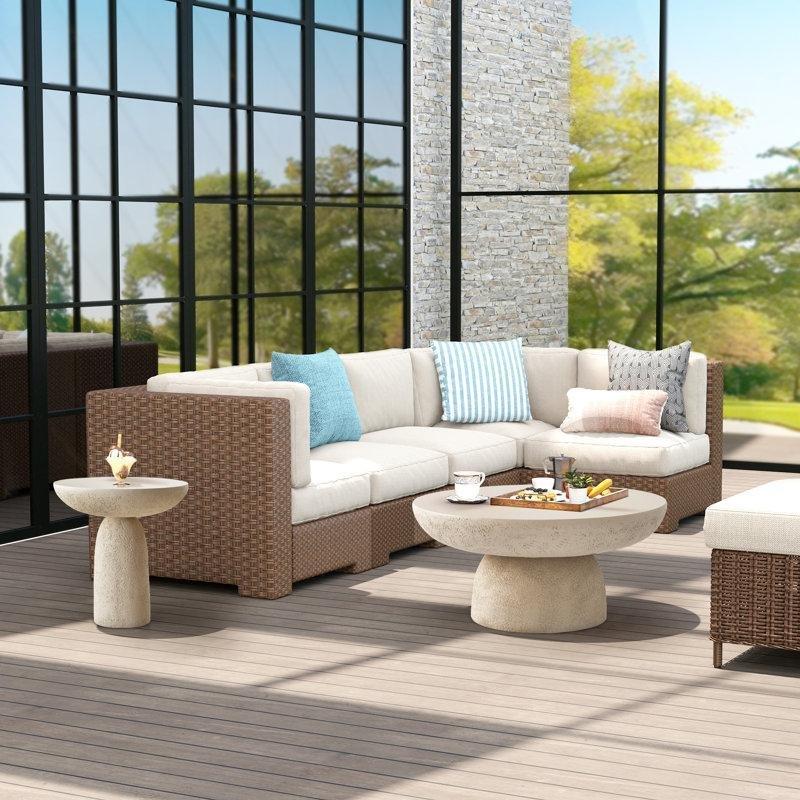 Bej Yuvarlak Terrazzo Orta Sehpa 71 cm - 105709