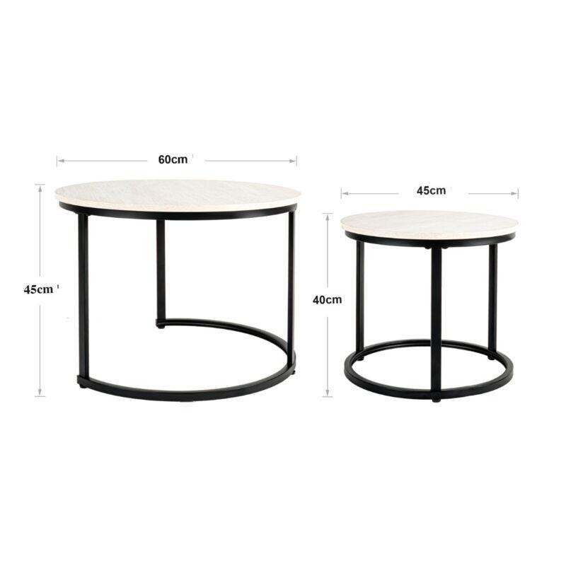 Bej Zigon Sehpa Metal Ayaklı MDF 60x45 cm - 107949