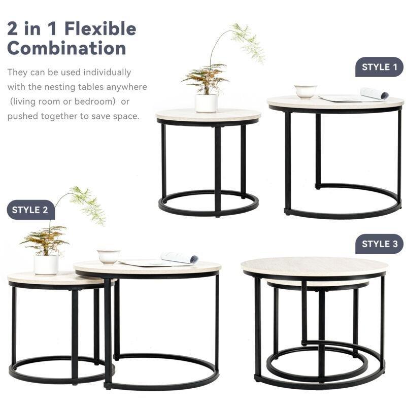 Bej Zigon Sehpa Metal Ayaklı MDF 60x45 cm - 107949