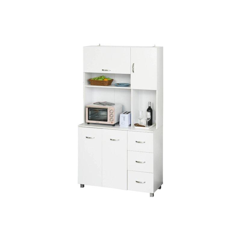 Beyaz 100x39x183 cm 4 Kapılı 3 Çekmeceli Çok Amaçlı Dolap - 92461