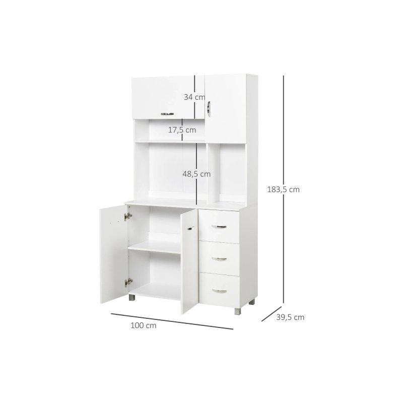 Beyaz 100x39x183 cm 4 Kapılı 3 Çekmeceli Çok Amaçlı Dolap - 92461