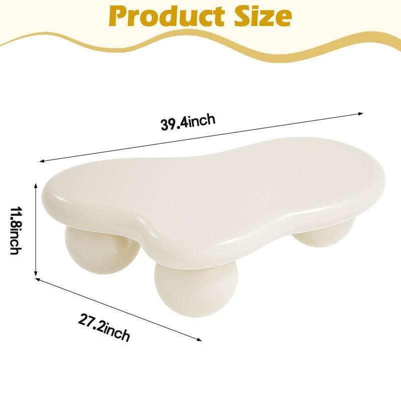 Beyaz 100x69x30 cm Top Ayaklı Orta Sehpa - 105955