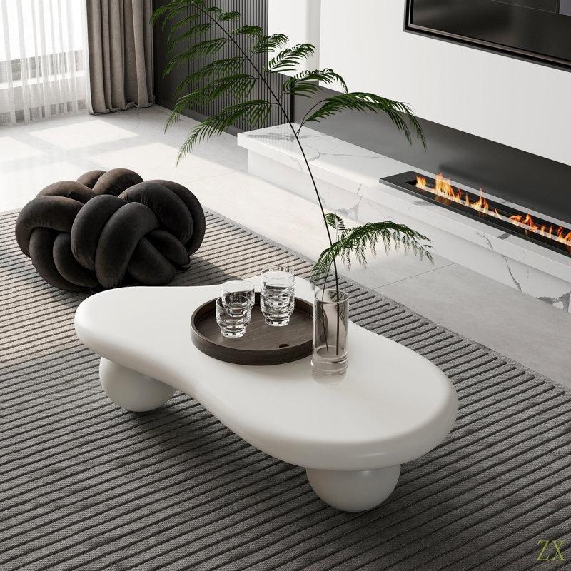 Beyaz 102x68 cm Top Ayaklı Orta Sehpa - 105931