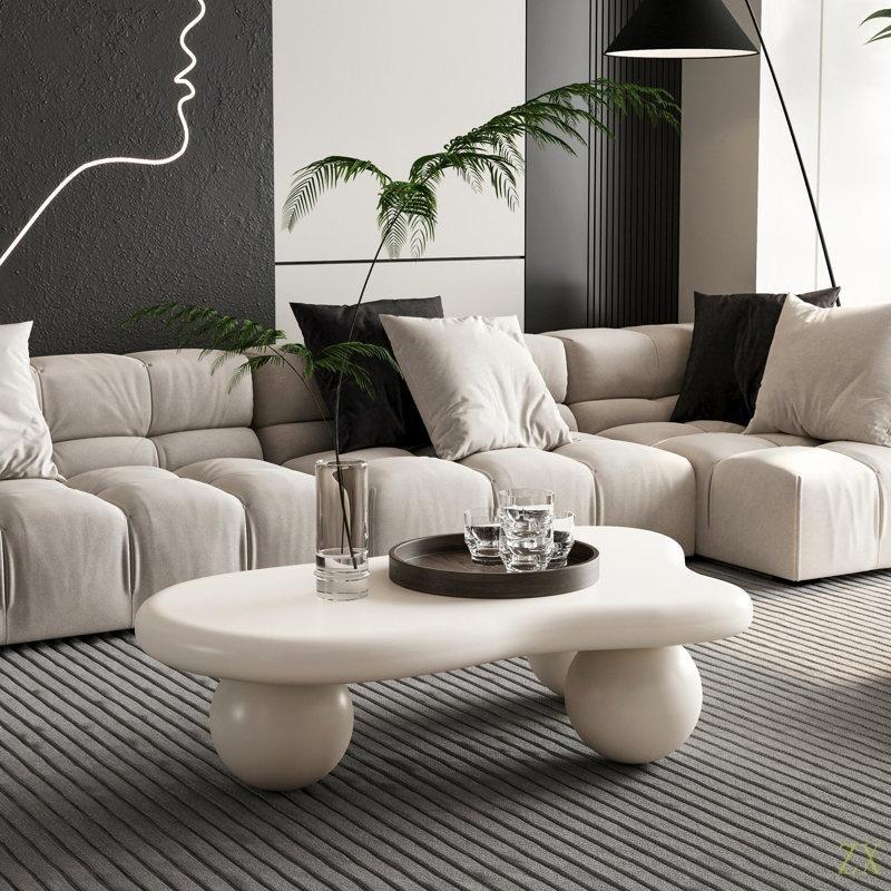 Beyaz 102x68 cm Top Ayaklı Orta Sehpa - 105931