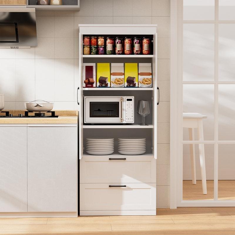 Beyaz 180 cm Çok Amaçlı Dolap Çift Kapılı Çekmeceli - 92884