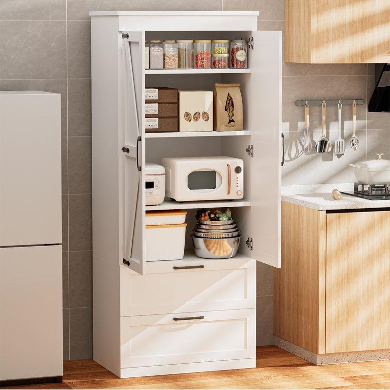 Beyaz 180 cm Çok Amaçlı Dolap Çift Kapılı Çekmeceli - 92884