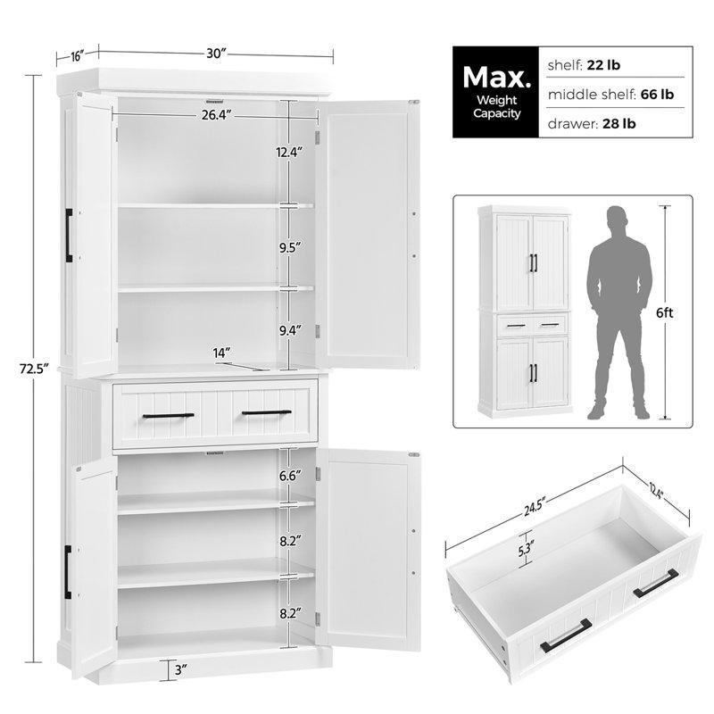 Beyaz 184 cm Çok Amaçlı Dolap Çekmeceli - 92992