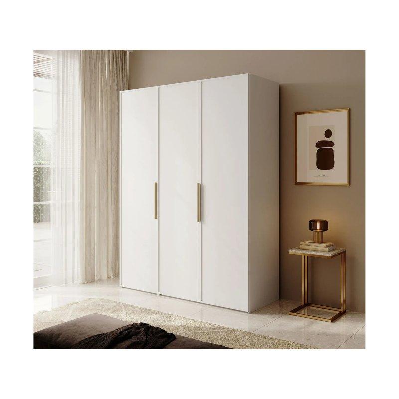 Beyaz 3 Kapılı Gardrop 150x200 cm Uzun Askılı ve 7 Raflı - 90391