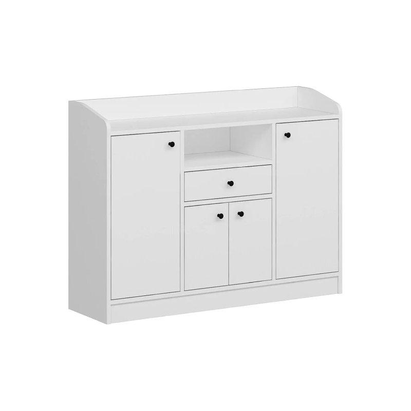 Beyaz 4 Kapılı Çekmeceli Çok Amaçlı Dolap 120x90x35 cm - 92779