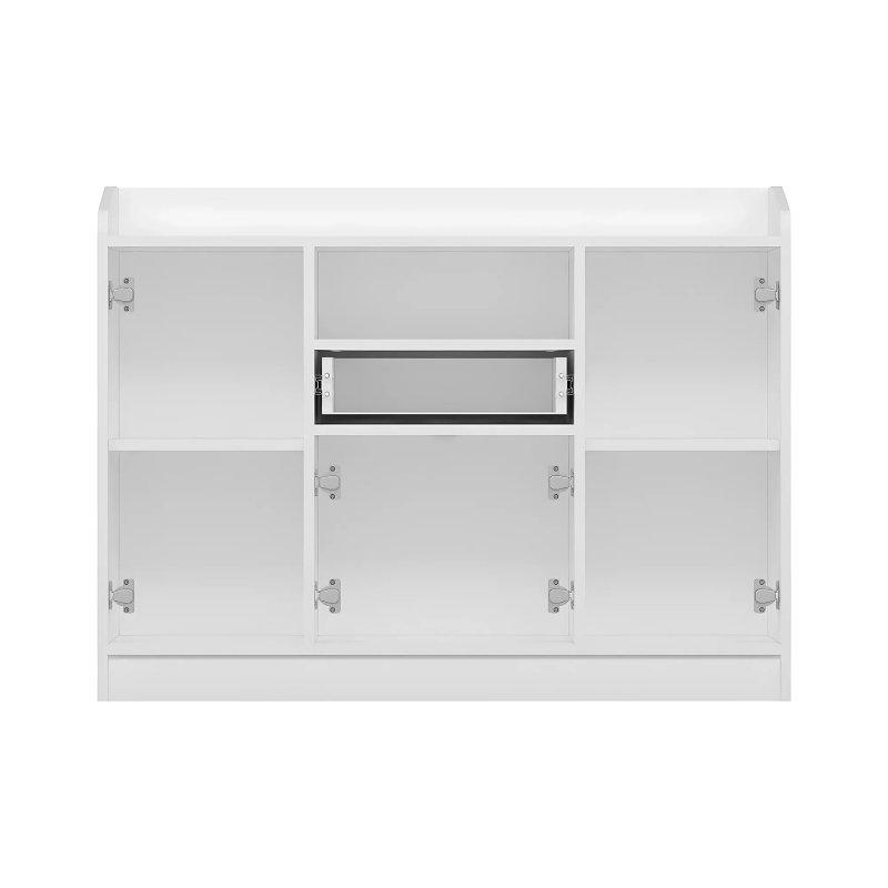 Beyaz 4 Kapılı Çekmeceli Çok Amaçlı Dolap 120x90x35 cm - 92779