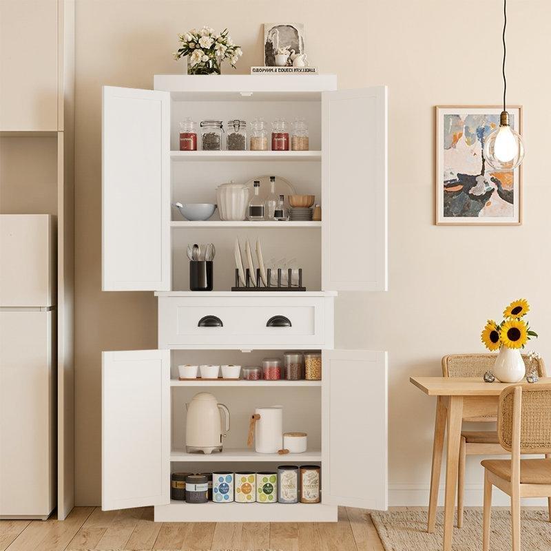 Beyaz 4 Kapılı Çekmeceli Çok Amaçlı Dolap 185x76x41 cm - 93079