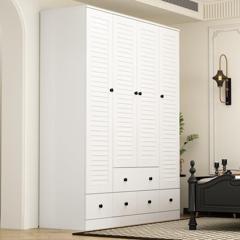 Beyaz 4 Kapılı Gardrop Endüstriyel Ahşap 179 cm - 90964