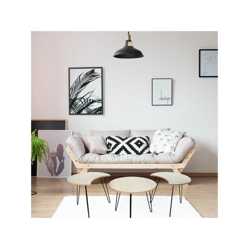 Beyaz 45x45 cm Üçlü Zigon Sehpa Metal Ayaklı - 106546