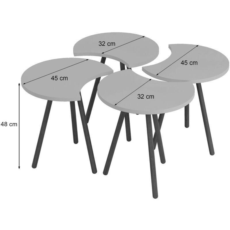 Beyaz 4'lü Zigon Sehpa 48x77x77 cm - 108044