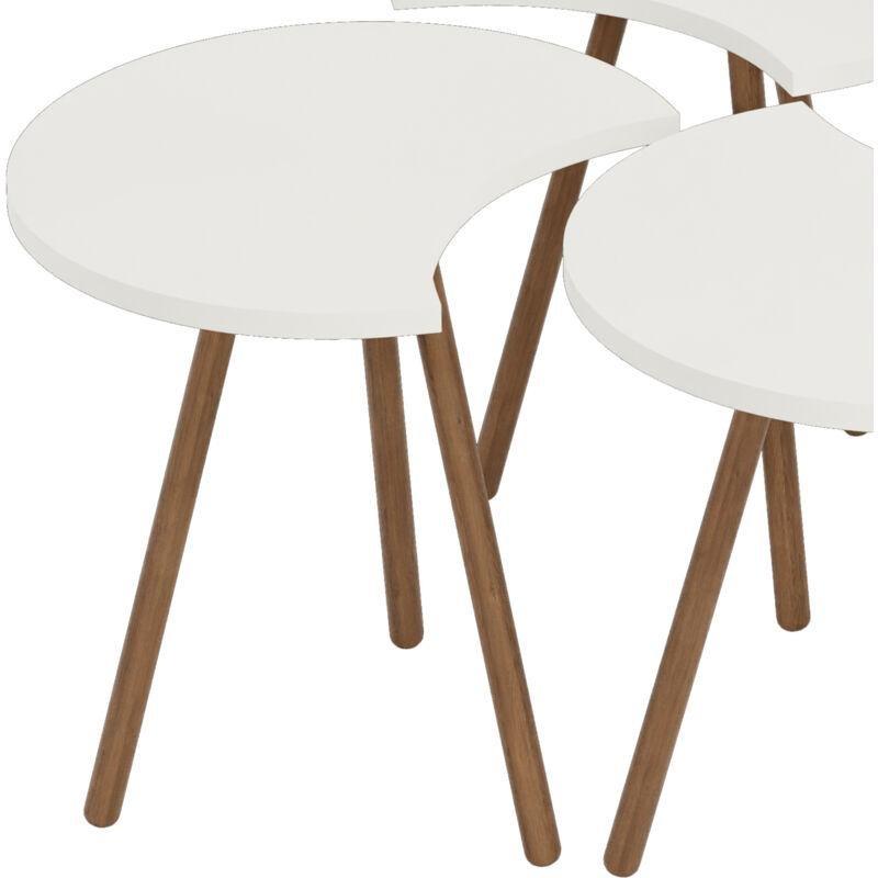Beyaz 4'lü Zigon Sehpa 48x77x77 cm - 108044