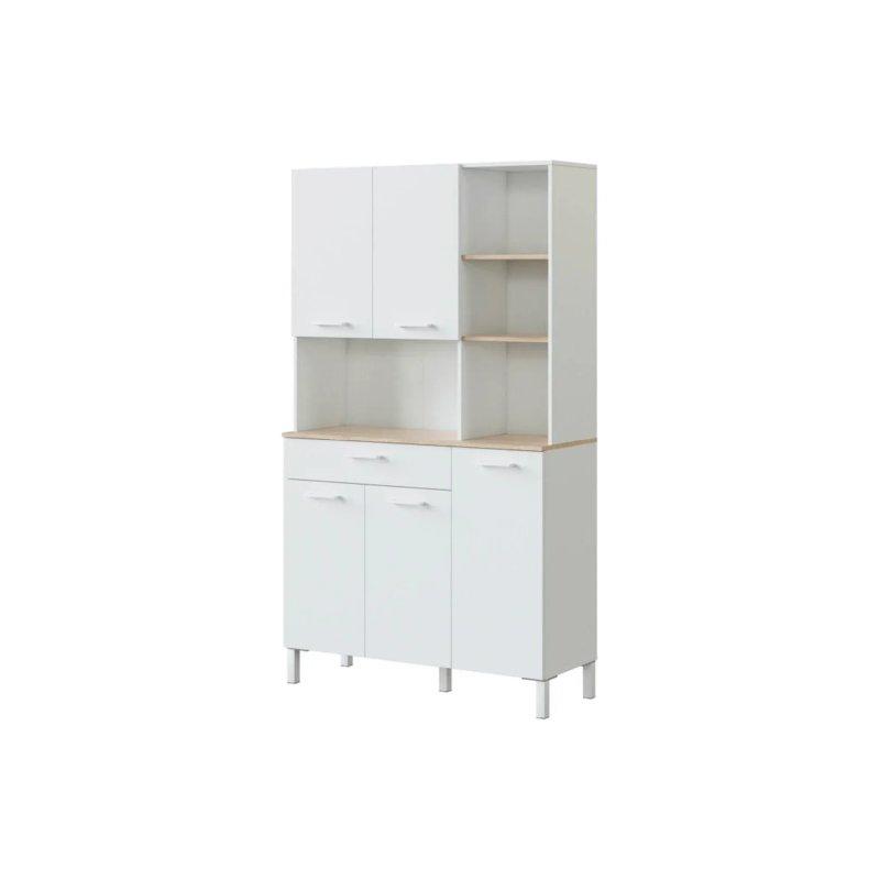 Beyaz 5 Kapaklı 1 Çekmeceli Çok Amaçlı Dolap 108x40x186 cm - 92527