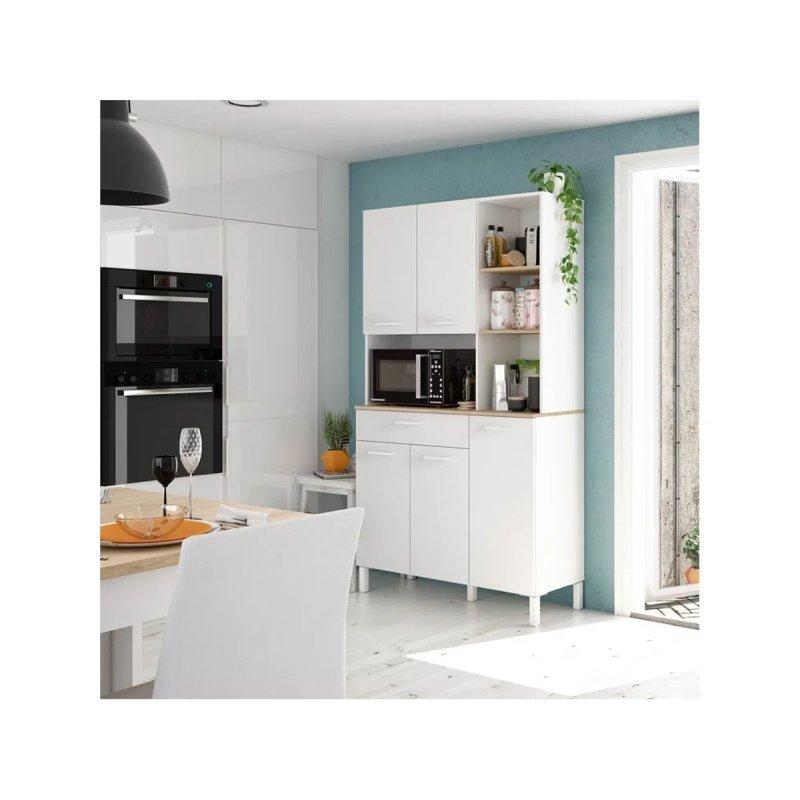 Beyaz 5 Kapaklı 1 Çekmeceli Çok Amaçlı Dolap 108x40x186 cm - 92527