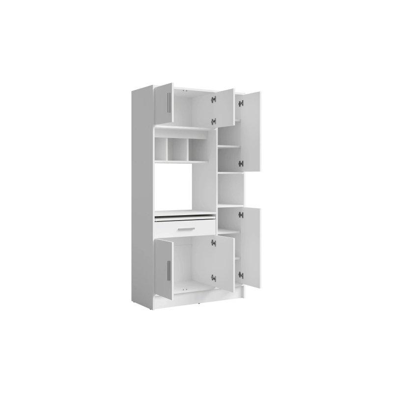 Beyaz 6 Kapılı Çekmeceli Çok Amaçlı Dolap 91x181x40 cm - 92785