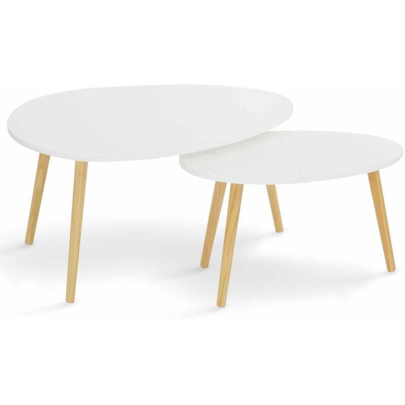 Beyaz 80x60 cm MDF Zigon Sehpa 2'li Set - 108058