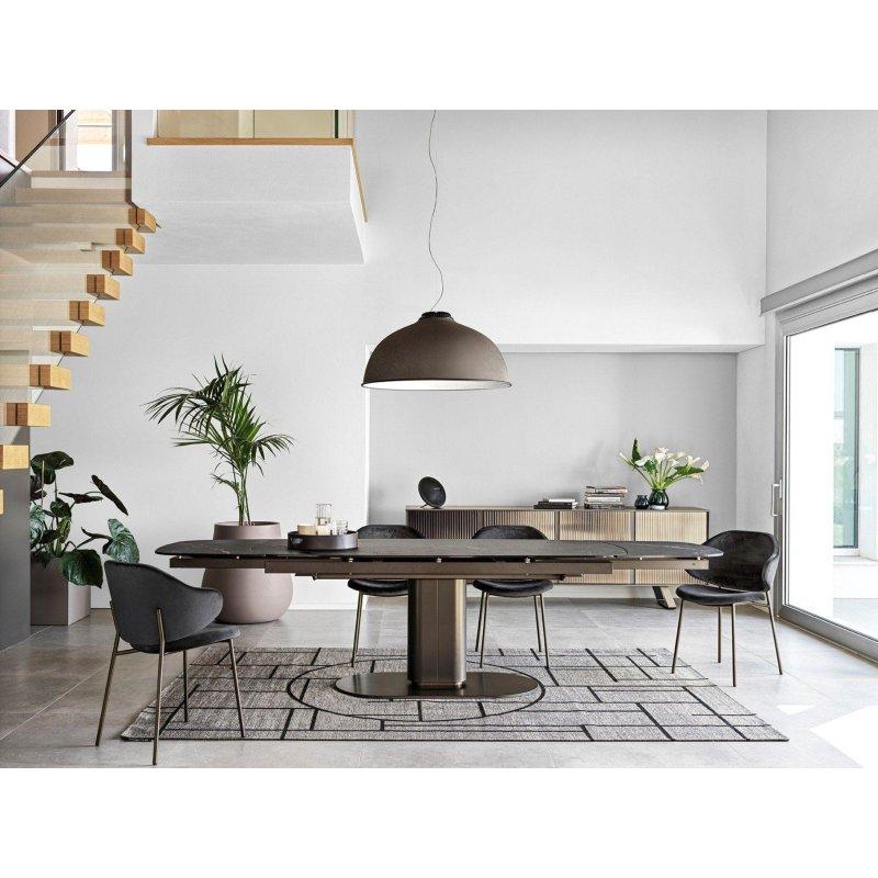 Beyaz Açılabilir Oval Masa Mermer Desenli 200 cm - 90061