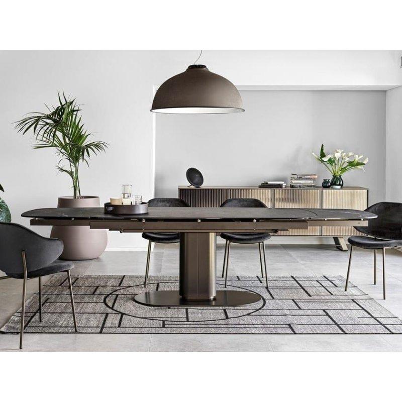 Beyaz Açılabilir Oval Masa Mermer Desenli 200 cm - 90061