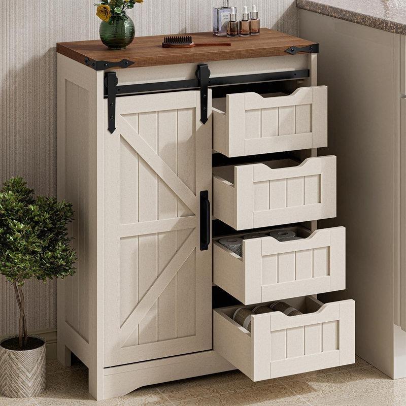 Beyaz Ahşap Çok Amaçlı Dolap 83 x 56 x 30 cm - 92929
