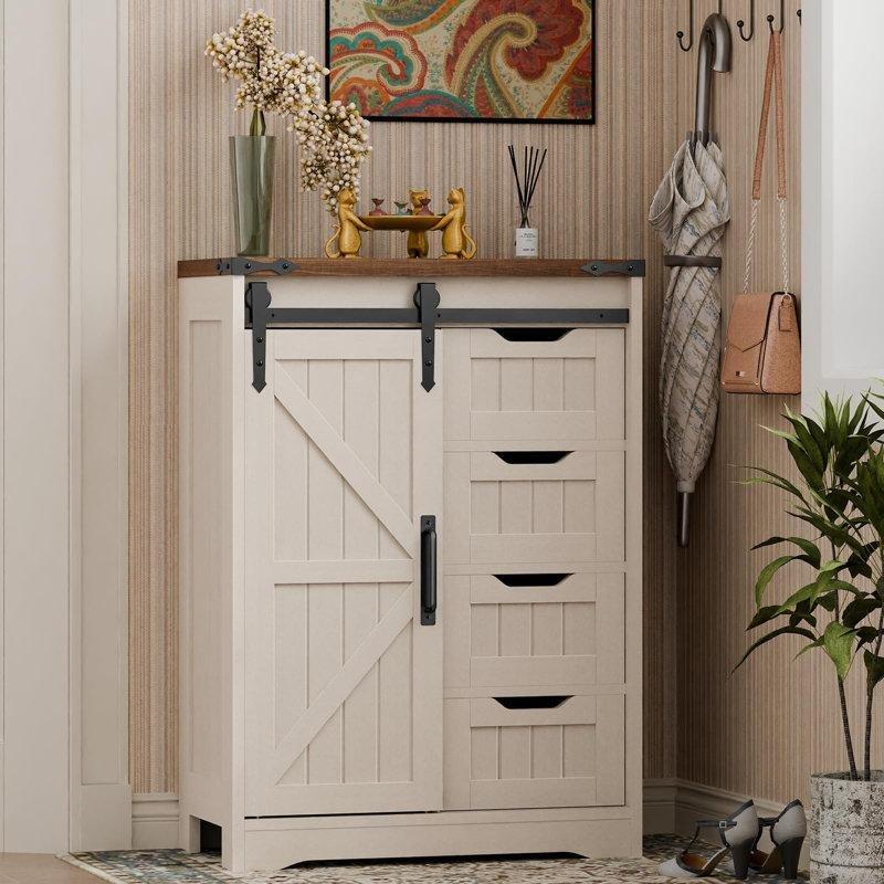 Beyaz Ahşap Çok Amaçlı Dolap 83 x 56 x 30 cm - 92929