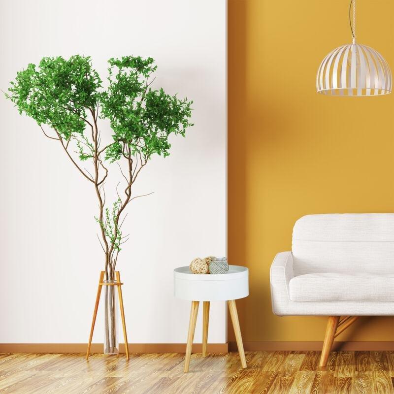 Beyaz Ahşap Kapaklı Saklama Bölmeli İskandinav Yan Sehpa-50x38x38 cm - 112332