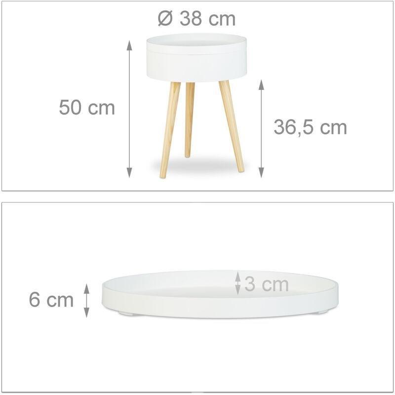 Beyaz Ahşap Kapaklı Saklama Bölmeli İskandinav Yan Sehpa-50x38x38 cm - 112332