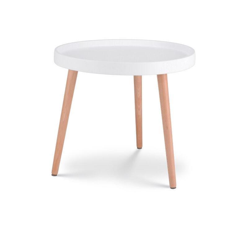 Beyaz Ahşap Kenar Bordürlü Iskandinav Yan Sehpa-50x50x45 cm - 112519