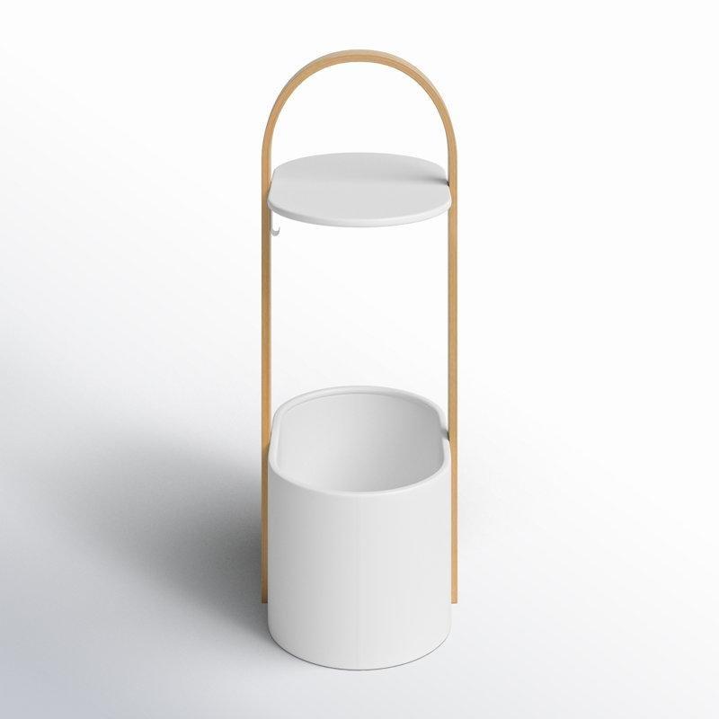 Beyaz Ahşap Metal Kablo Düzenleyicili Gazetelik Yan Sehpa-35x24x69 cm - 112935