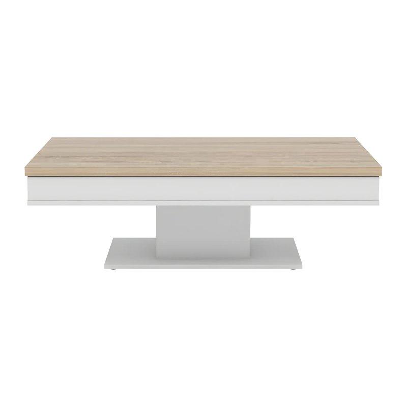 Beyaz Ahşap Orta Sehpa 120x59 cm Kaydırmalı Tablalı Depolama Alanlı - 102492