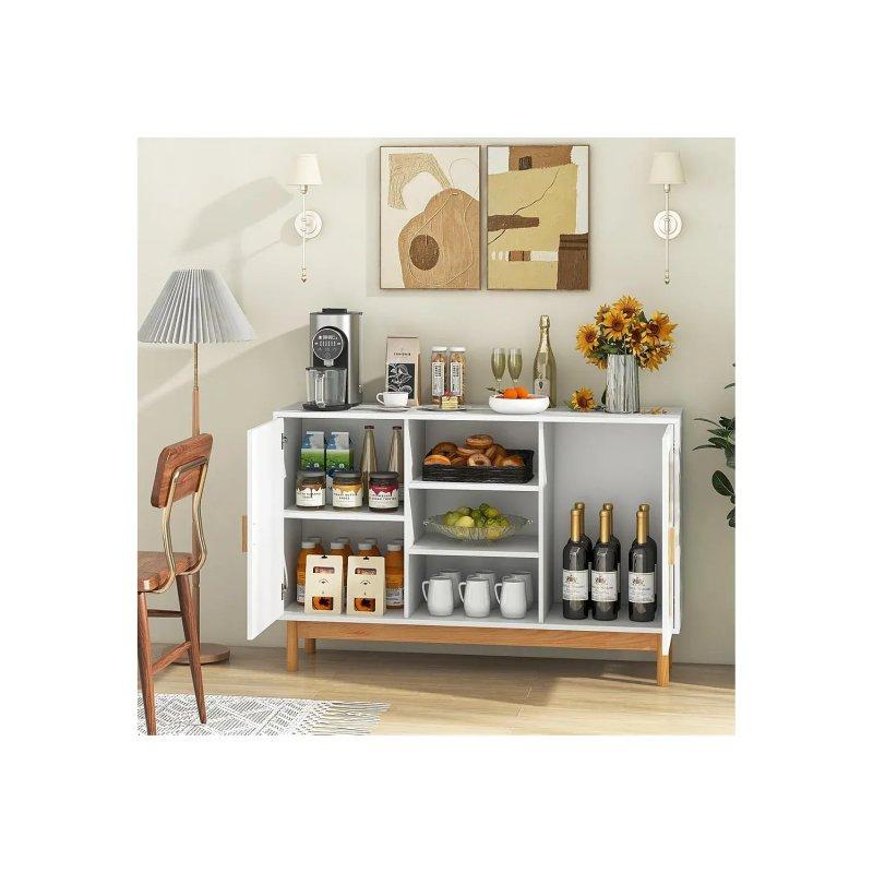 Beyaz Bambu Detaylı Çok Amaçlı Dolap 120x35x78 cm - 92587