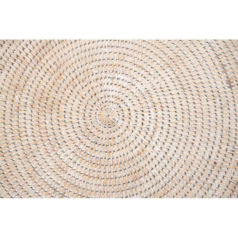 Beyaz Bohem Orta Sehpa 86 cm Yuvarlak Hasır - 105178