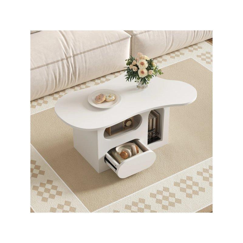 Beyaz Bulut Tasarımlı Çekmeceli Orta Sehpa 97x45x44 cm - 102393