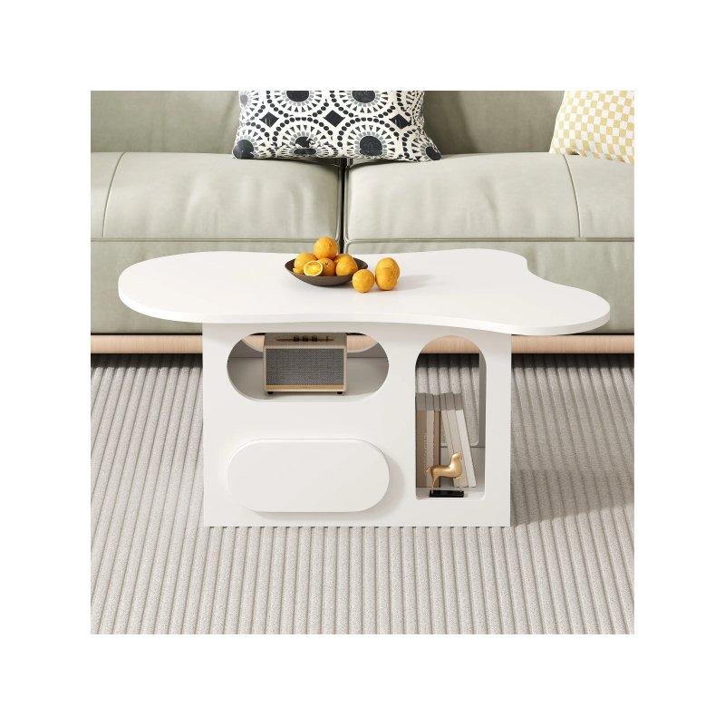 Beyaz Bulut Tasarımlı Çekmeceli Orta Sehpa 97x45x44 cm - 102393