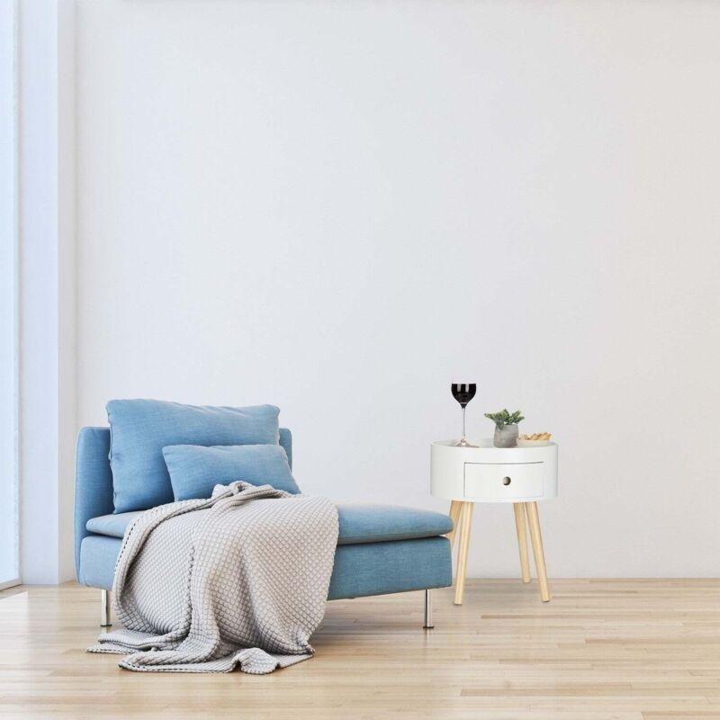 Beyaz Çam Çekmeceli İskandinav Yan Sehpa-44x45x21 cm - 112564