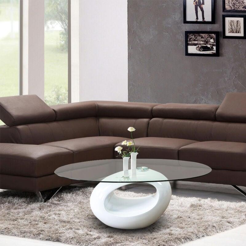 Beyaz Cam Orta Sehpa 112x68 cm - 103275
