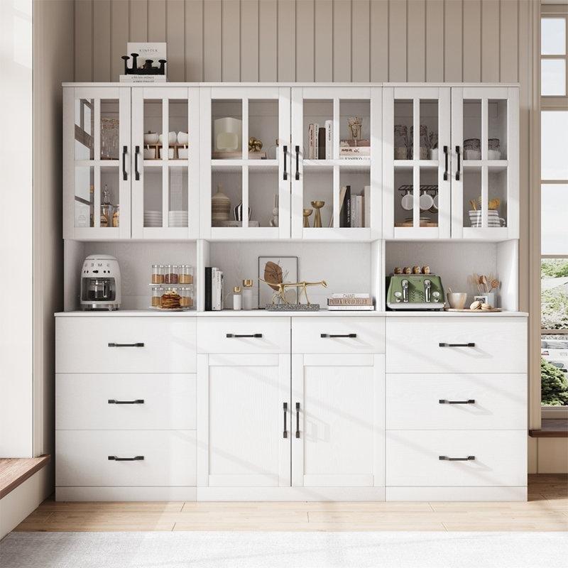 Beyaz Camlı Çok Amaçlı Dolap 180x200x40 cm - 93106