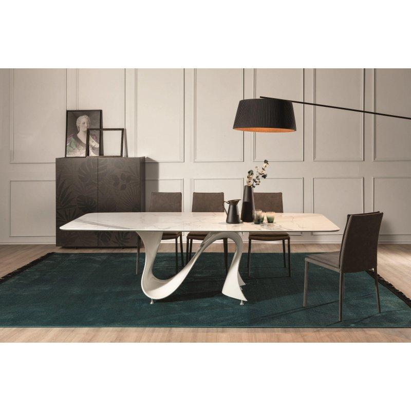 Beyaz Carrara Mermer Masa 240x100 cm Beyaz Baydur Ayaklı - 91699