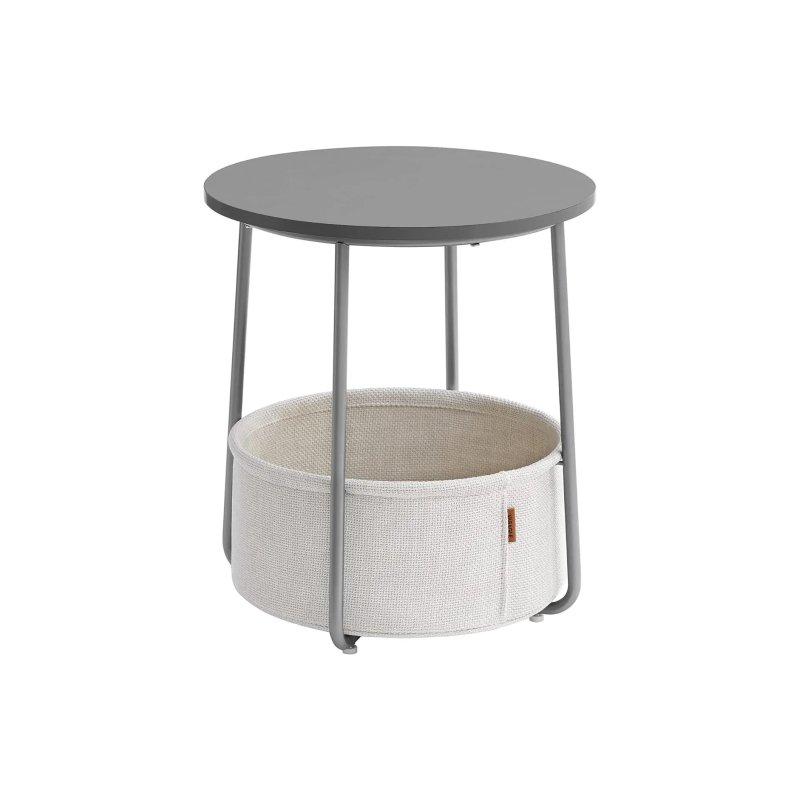 Beyaz Çelik Sepetli Tasarım Yan Sehpa-45x51x45 cm - 110213