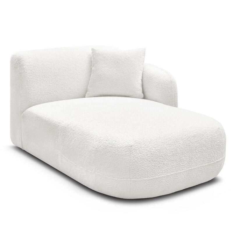 Beyaz Chenille Kumaş Sağ Kollu Modüler Uzanma Dinlenme Koltuğu 163 x 104 x 74 cm - 108994